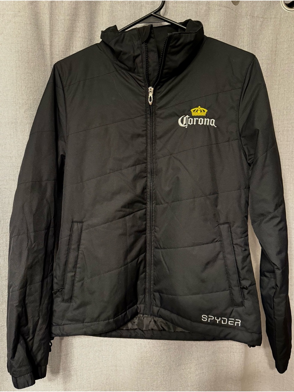 Spyder Black Puffer Jacket with Corona Logo